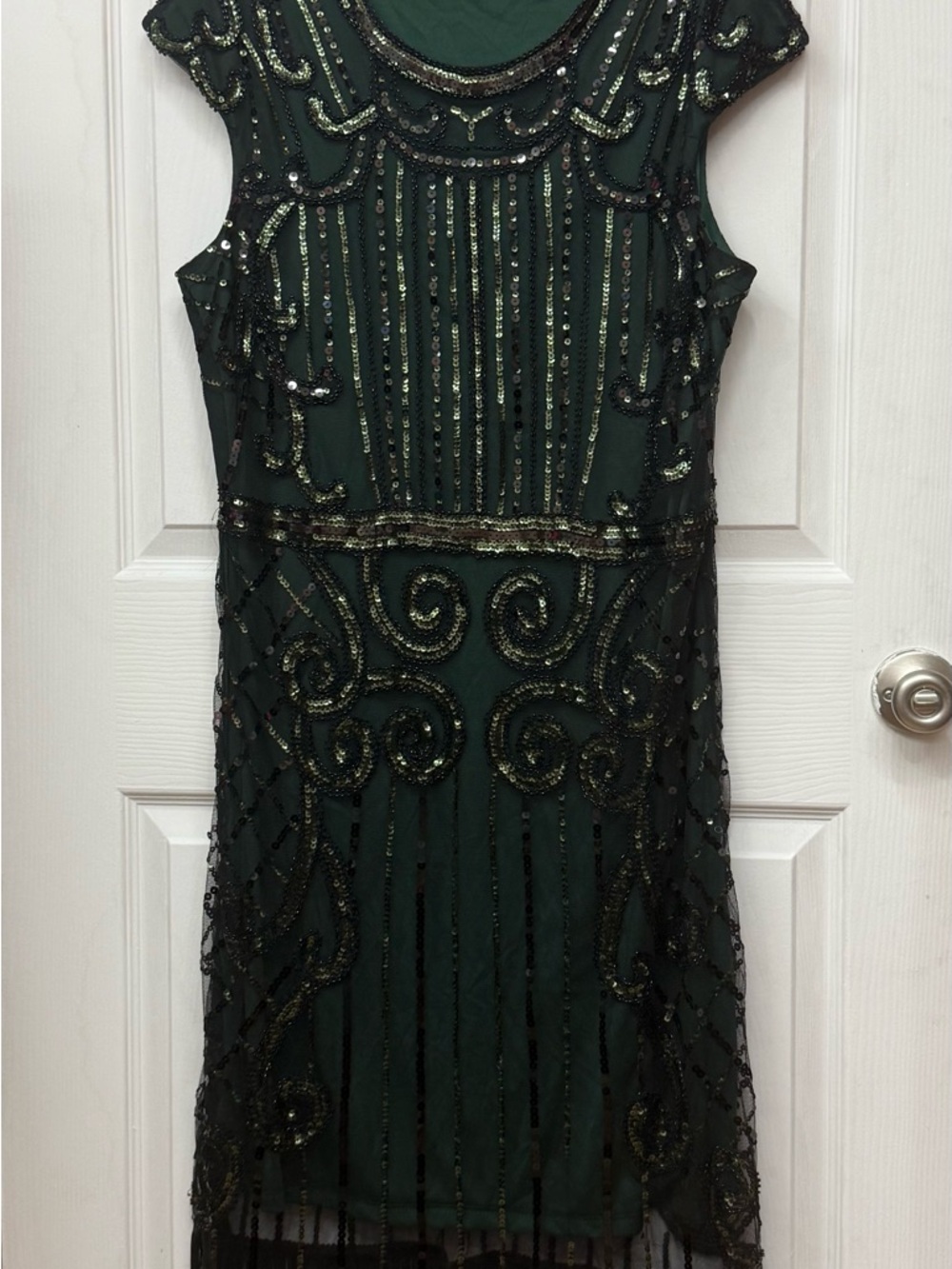 Beaded Emerald Green Cocktail Dress